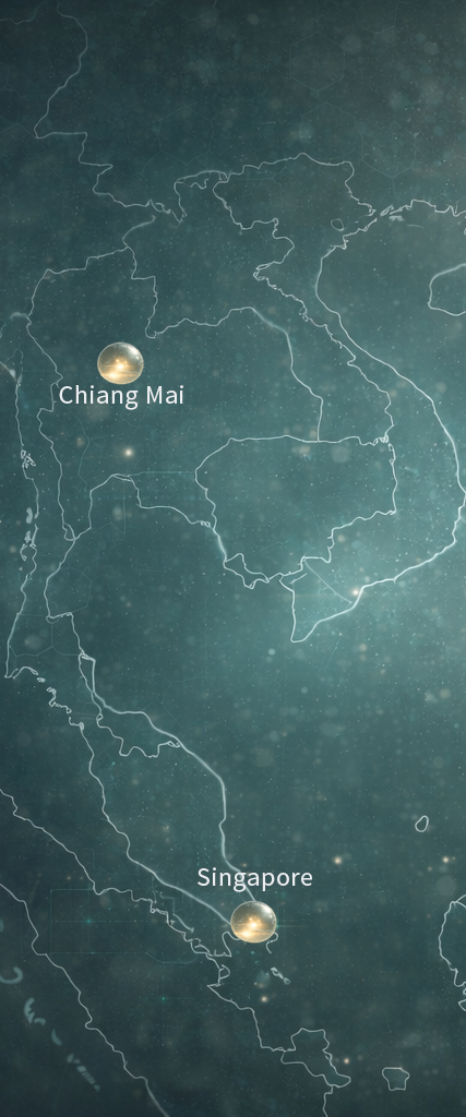 bstract illustration representing Nano Botanicals’ regional structure in Southeast Asia, shown through restrained geometric forms and encapsulated nodes.